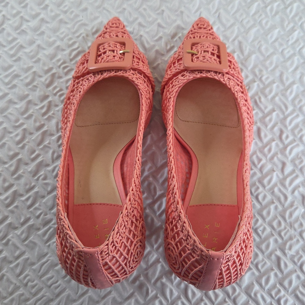 Alex Marie Coral Pink Woven Pointed Kitten Heels 7.5 - Picture 13 of 16
